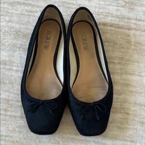 J. Crew Black Ballet flats pony hair used sz 8.5